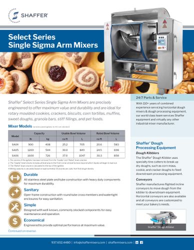 Select Series Single Sigma Arm Mixers