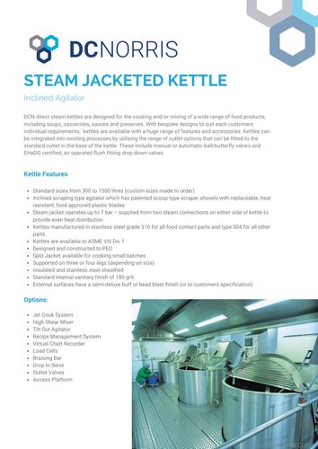 DCN Steam Jacketed Kettles