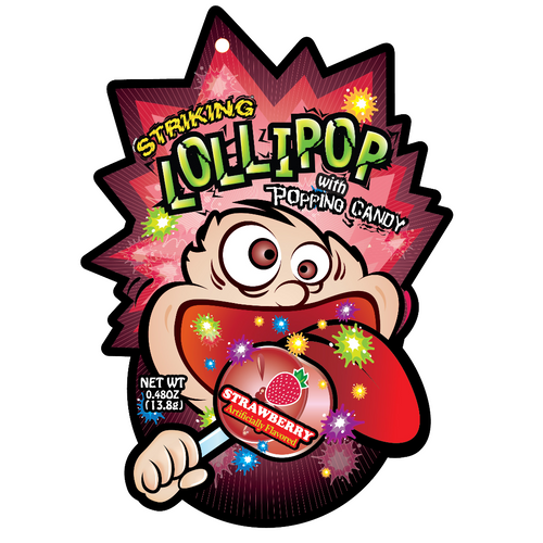 Striking Lollipop With Popping Candy 13.8g – Strawberry
