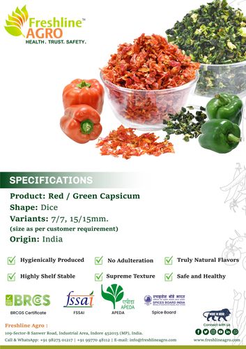 DEHYDRATED RED GREEN CAPSICUM