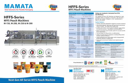 HFFS Horizontal Form Fill Seal Machine, VFFS Vertical Form Fill Seal packaging Machine, PFS Pick Fill seal Machine