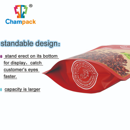 Metallic Laminated Plastic Film Zipper Lock Standing Up Pouch For Packing Sweet Nuts/ Beans