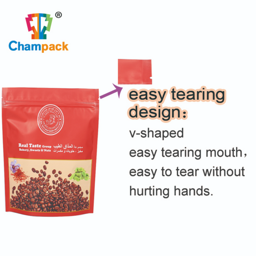 Metallic Laminated Plastic Film Zipper Lock Standing Up Pouch For Packing Sweet Nuts/ Beans