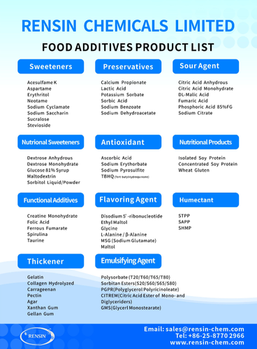 Food Additives Product List - Rensin