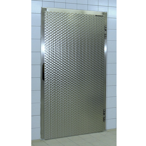 Chiller/freezer room hinged door with magnetic handle