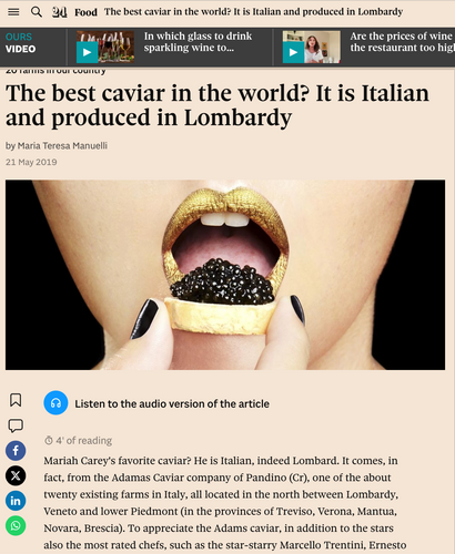 The best caviar in the world? It is Italian and produced in Lombardy