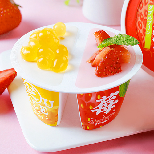 Bubble cheese pudding with mango flavor