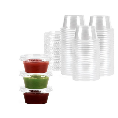 100 Pack Of 2 oz Jello Shot Cups – Clear Plastic Small Containers With Tight Lids Condiment Cups Sauce Cups Souffle Cups Disposable Ketchup Cups Tiny Comfy Cups