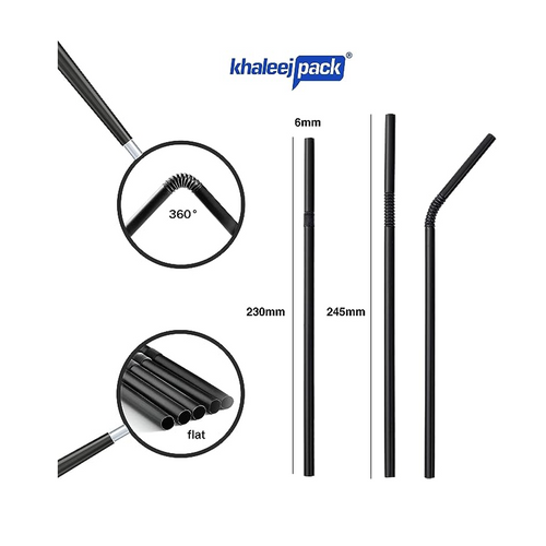 Individually Wrapped Disposable Plastic Straws 500 PCS Smoothie Bendy