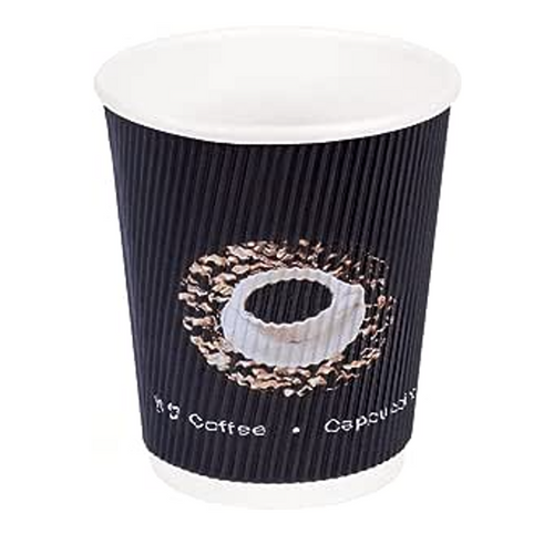Disposable Coffee Cups Paper Cups With Lids – Ripple Cups Black [50 Cups] 8 Ounces Paper Cups Kraft Durable Thickened Hot and Cold Coffee Paper Cups With Lids Khaleej Pack