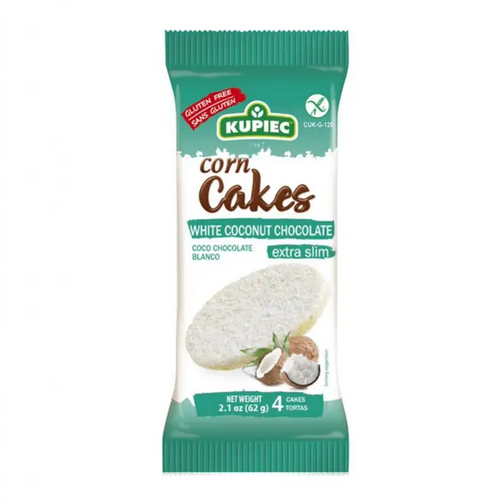 Corn cakes with cocount flavoured white chocolate and coconut shreds 62g