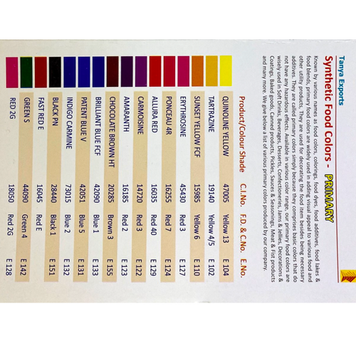 Primary Synthetic Food Colors