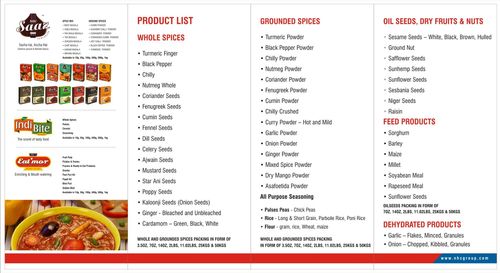 NHC FOODS LIMITED PRODUCT LIST