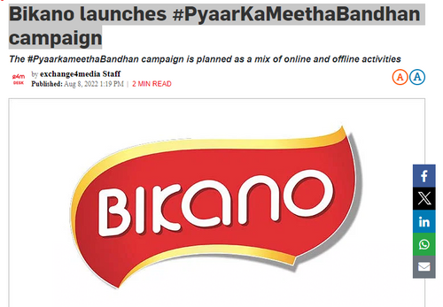 Bikano launches #PyaarKaMeethaBandhan campaign