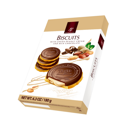 TG Biscuits with cocoa-peanut cream and milk chocolate 180g