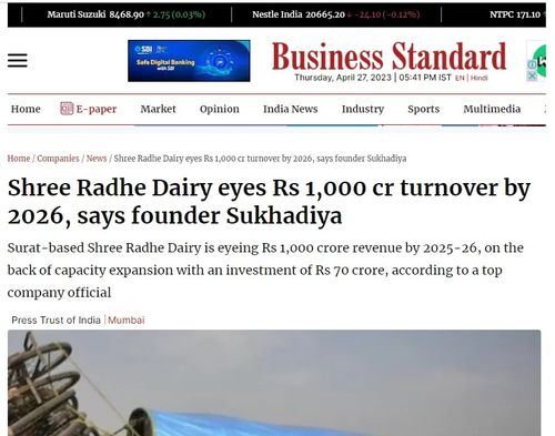 Shree Radhe Dairy eyes Rs 1,000 cr turnover by 2026, Says Founder Sukhadiya
