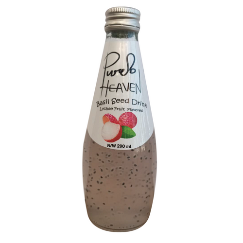 Basil Seed Drink Lychee Fruit flavored 290ml Gulfood 2024