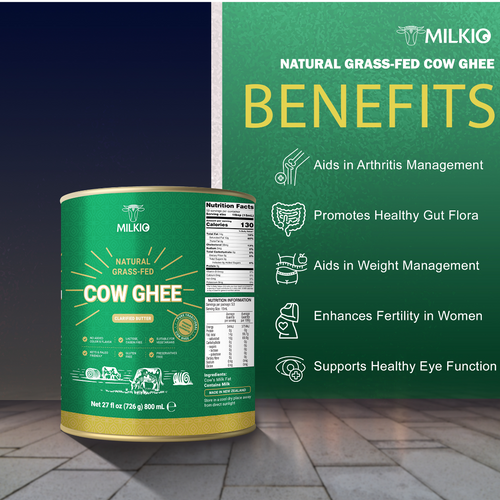 MILKIO GrassFed Ghee Oil Clarified Butter NonGMO, Gluten, Lactose