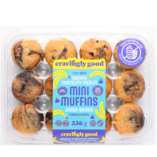 Cravingly Good Banana Chocolate Medley Mini Muffins - Plant Based