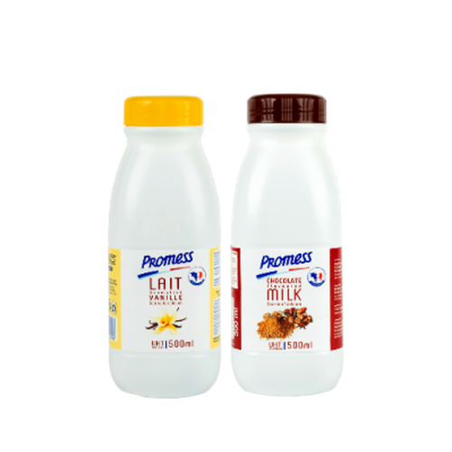 Promess Flavoured Milk (Strawberry, Banana, Chocolate, Vanilla) - 500ml HDPE Bottles