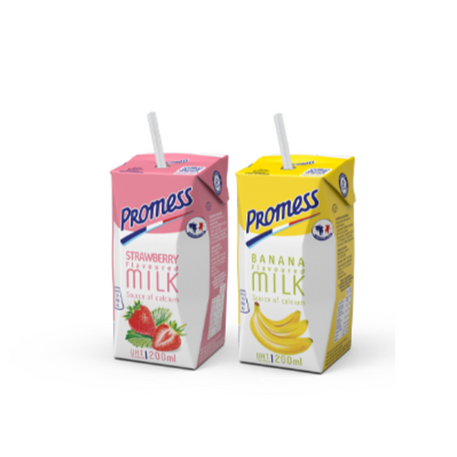 Promess Flavoured Milk (Strawberry, Banana, Chocolate, Vanilla) - 200ml bricks