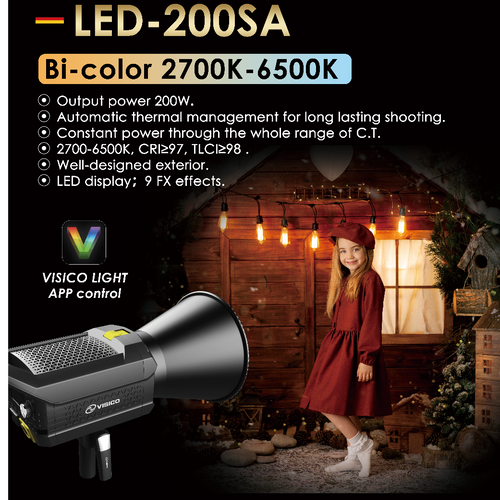 VISICO compact LED video light BI-color 200W