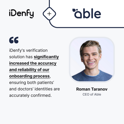 Able integrates iDenfy for a safer user journey in online health treatment