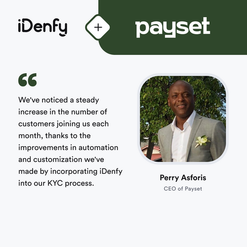 iDenfy united with Payset to secure customer onboarding with biometric identity verification