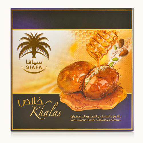 KHLAS DATES WITH HONEY AND SAFFRON STUFFED ALMONDS