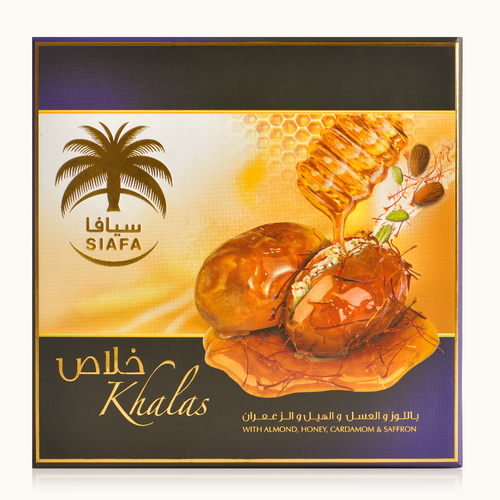 KHLAS DATES WITH HONEY AND SAFFRON STUFFED ALMONDS