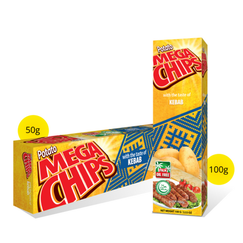POTATO MEGA CHIPS WITH THE TASTE OF KEBAB