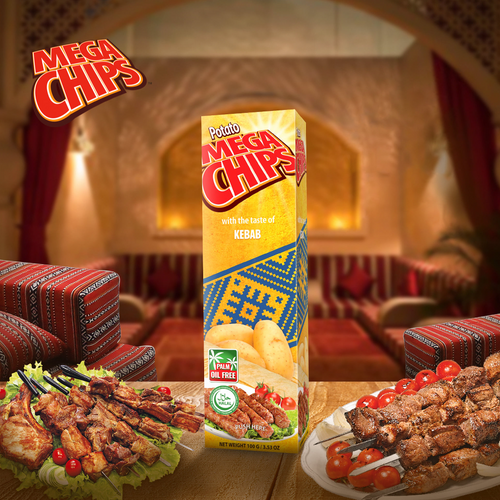 POTATO MEGA CHIPS WITH THE TASTE OF KEBAB