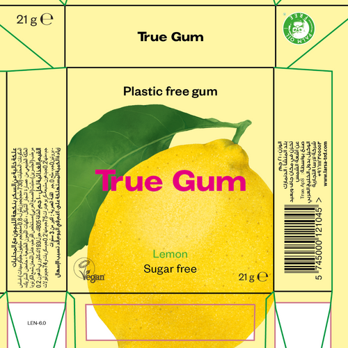 True Gum Sugar free chewing gum Lemon