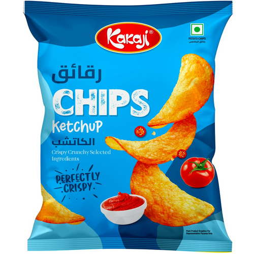 Kakaji Potato Chips Ketchup Flavor in different packaging size brought to you exclusively through 24 Royal Bloom direct from the factory