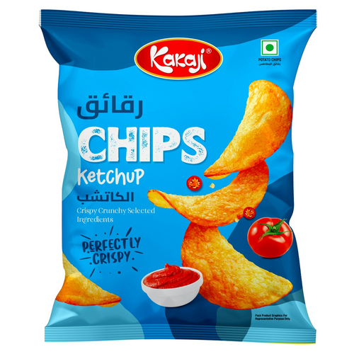 Kakaji Potato Chips Ketchup Flavor in different packaging size brought to you exclusively through 24 Royal Bloom direct from the factory