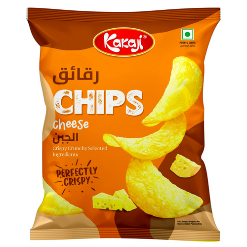 Kakaji Potato Chips Cheese Flavor in different packaging size brought to you exclusively through 24 Royal Bloom direct from the factory