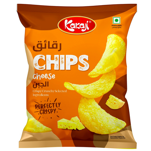 Kakaji Potato Chips Cheese Flavor in different packaging size brought to you exclusively through 24 Royal Bloom direct from the factory