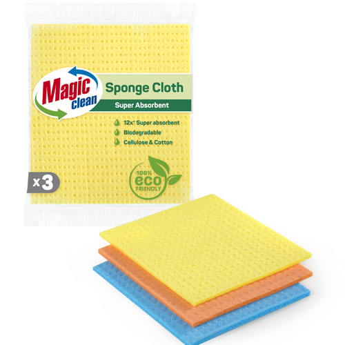 SPONGE CLOTH BIODEGRADABLE 3 PCS.,  SIZE S