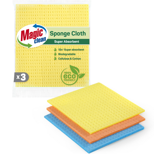 SPONGE CLOTH BIODEGRADABLE 3 PCS.,  SIZE M