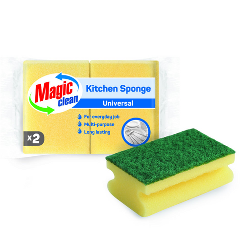 KITCHEN SPONGE WITH GRIP  x 2 PCS. IN PP FOIL