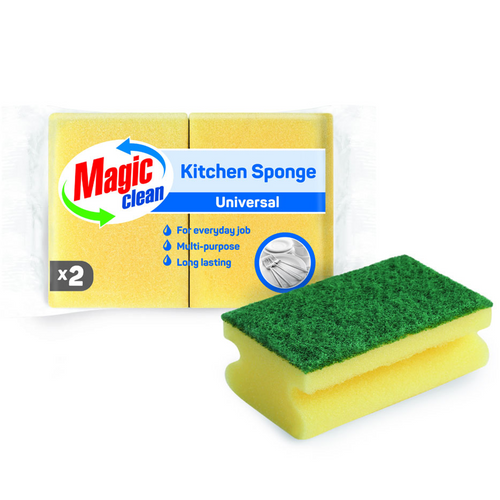 KITCHEN SPONGE WITH GRIP  x 2 PCS. IN PP FOIL