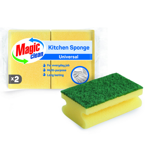 KITCHEN SPONGE WITH GRIP  x 2 PCS. IN PP FOIL