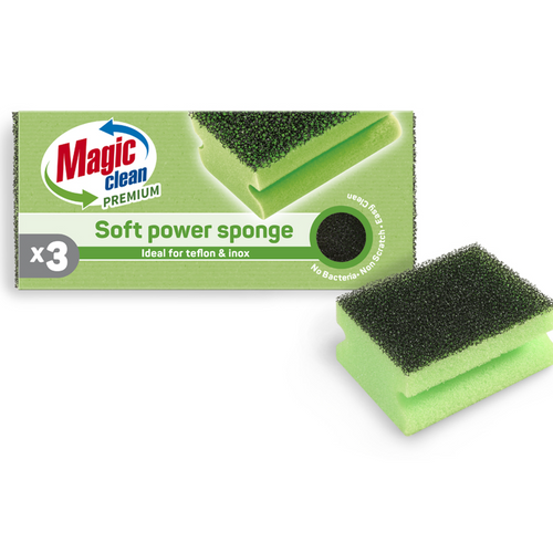 KITCHEN SPONGE WITH GRIP 3 PCS. SOFT POWER