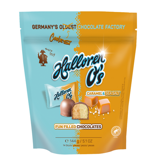 Halloren O's Caramel&SeaSalt, 144 g bag