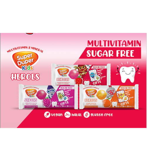 SUPER DUPER KIDS HEROES ZERO MULTIVITAMIN ADDED LOLLIPOPS