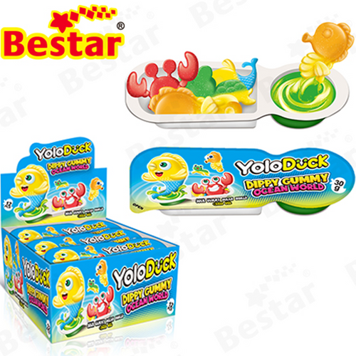 Gummies Imported Candy ocean world shape Customized Fruit Flavored jelly Candies Dippy gummy with sour gel.
