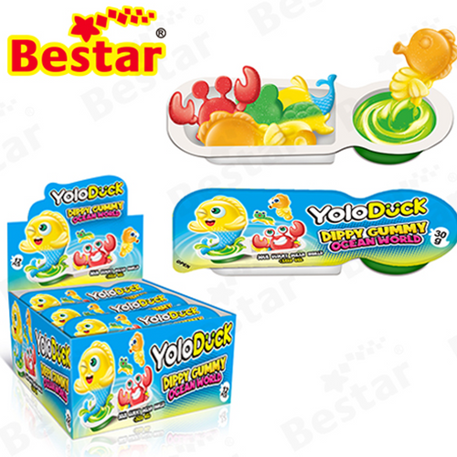 Gummies Imported Candy ocean world shape Customized Fruit Flavored jelly Candies Dippy gummy with sour gel.