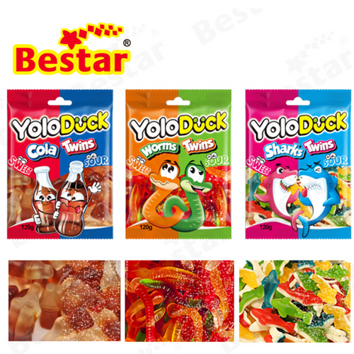 Factory direct sale soft candy strip multicolor Sweet Sou Jelly Gummy Candy Sweets