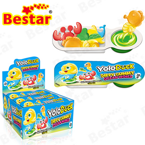 Gummies Imported Candy ocean world shape Customized Fruit Flavored jelly Candies Dippy gummy with sour gel.