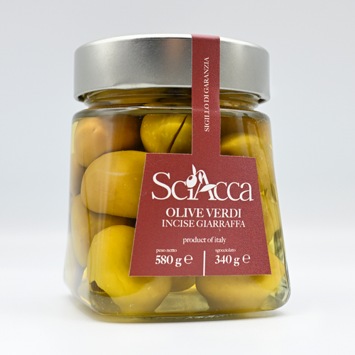 Giaffaffa Engraved Green Olives in jar